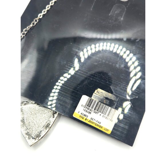 Vintage Bijoux Terner Necklace Earrings Green Blue Resin Rhinestone NOS on card - Picture 7 of 8